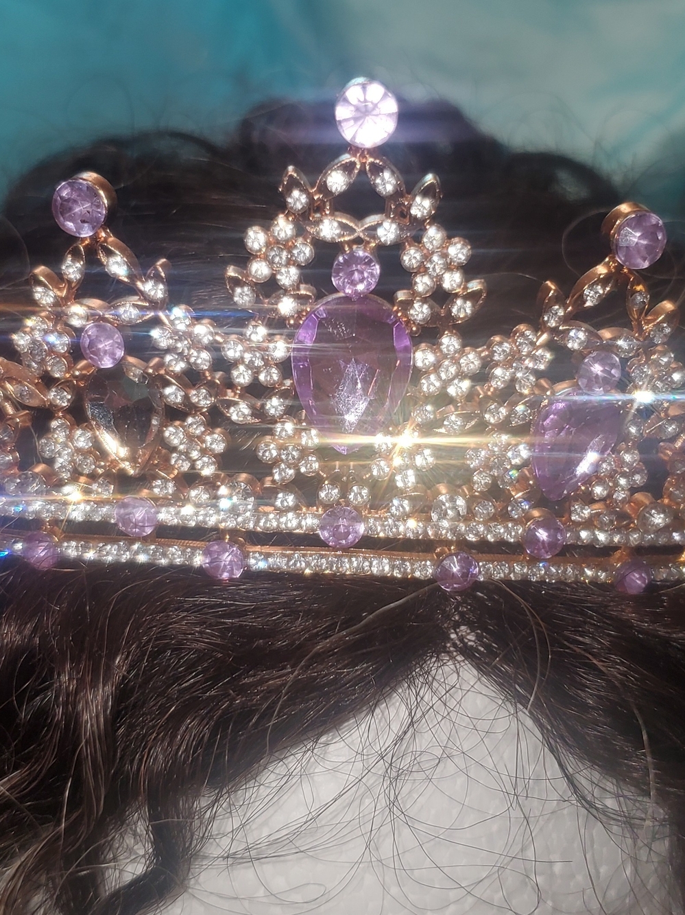Crystal and Purple Gemstone Tiara Crown - Women Accessories